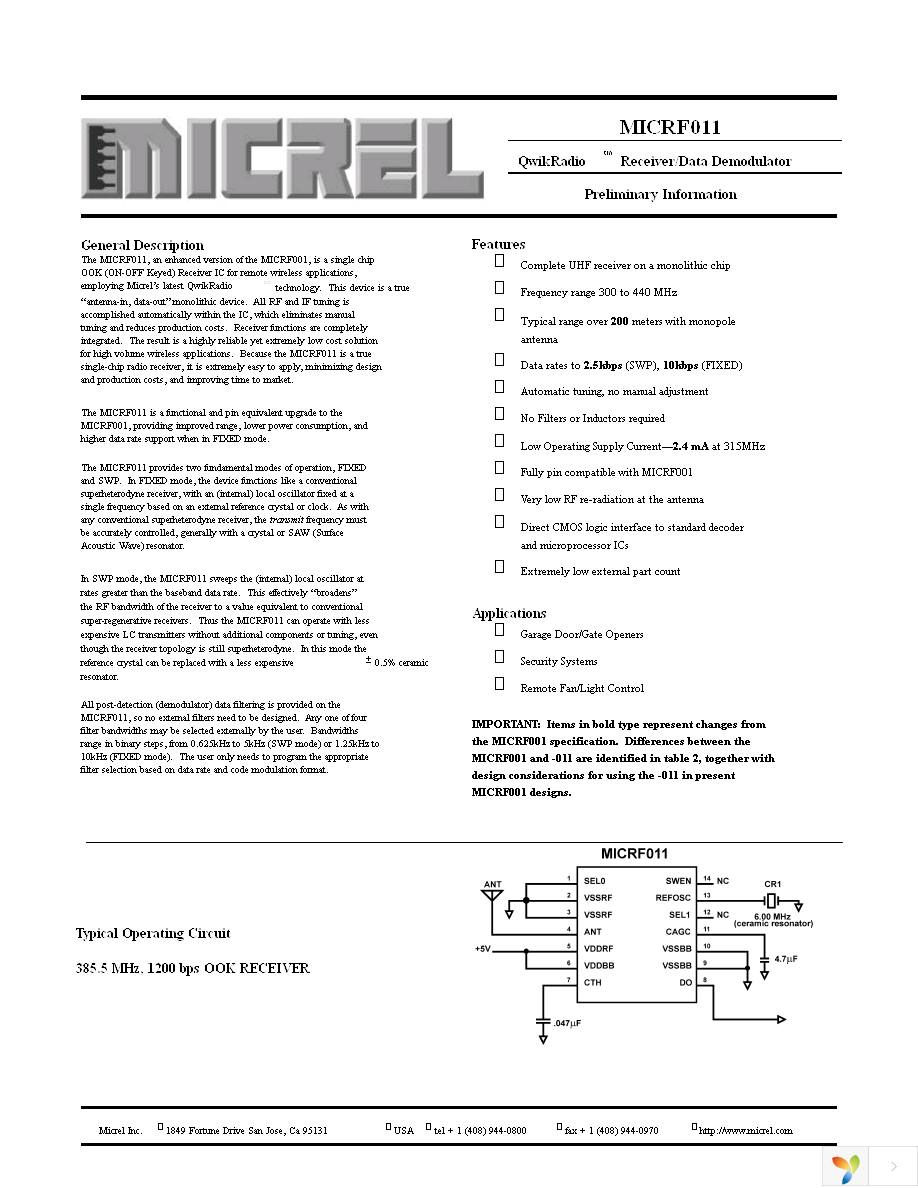 MICRF011YM TR Page 1